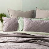 Renee Taylor Attwood Stonewashed Cotton Quilted Coverlet Set - Charcoal (OEKO-TEX Certified Bedspread)