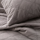 Renee Taylor Attwood Stonewashed Cotton Quilted Coverlet Set - Charcoal (OEKO-TEX Certified Bedspread)