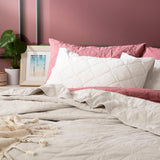 Renee Taylor Attwood Stonewashed Cotton Quilted Coverlet Set - Dove (OEKO-TEX Certified Bedspread)