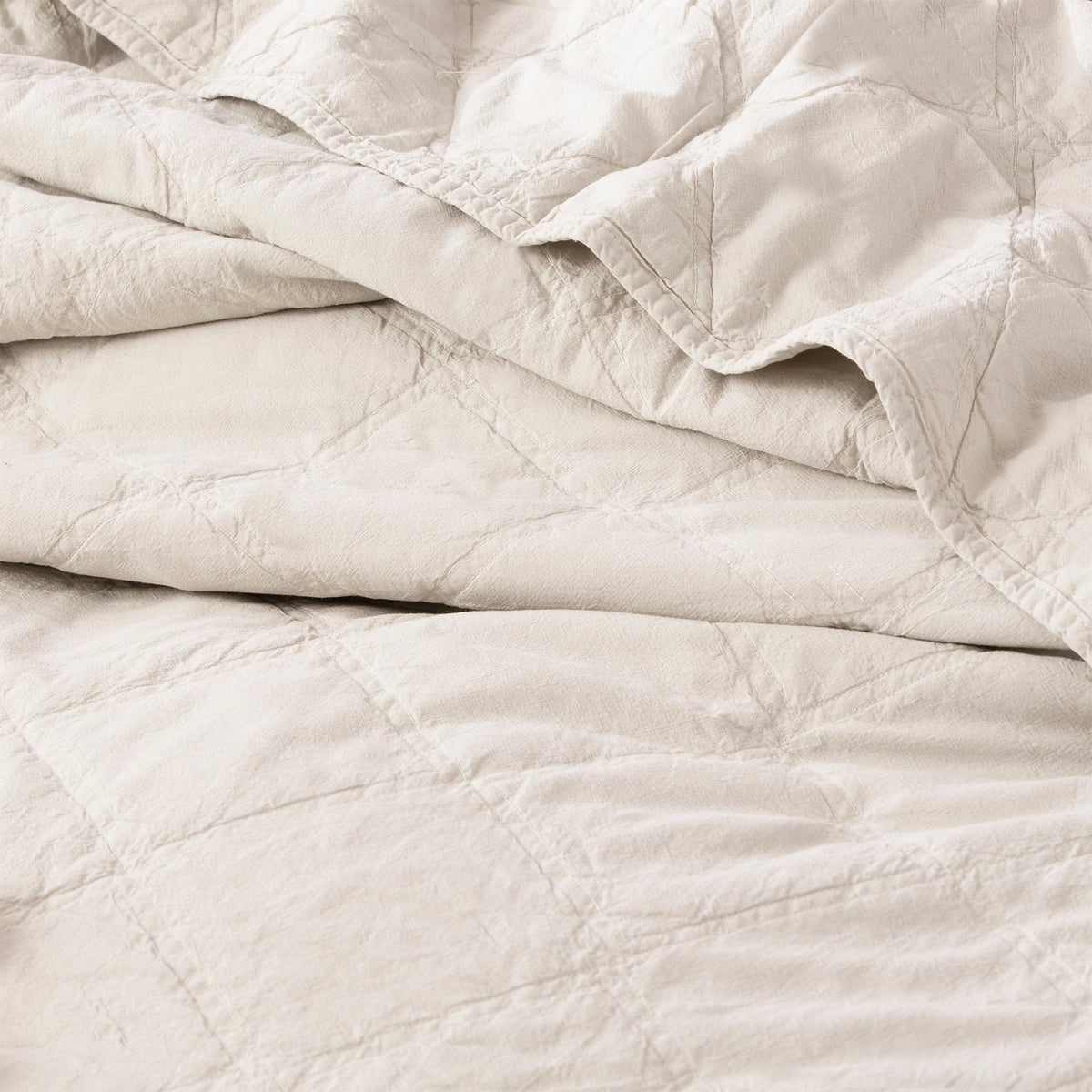 Renee Taylor Attwood Stonewashed Cotton Quilted Coverlet Set - Dove (OEKO-TEX Certified Bedspread)