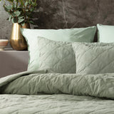 Renee Taylor Attwood Stonewashed Cotton Quilted Coverlet Set - Fern (OEKO-TEX Certified Bedspread)