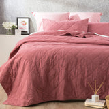 Renee Taylor Attwood Stonewashed Cotton Quilted Coverlet Set - Rose (OEKO-TEX Certified Bedspread)