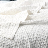 Renee Taylor Lexico Washed Cotton Waffle Blanket - White (OEKO-TEX Certified)