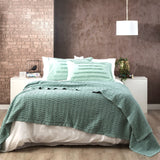 Renee Taylor Lexico Washed Cotton Waffle Blanket - Sage (OEKO-TEX Certified)