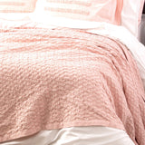 Renee Taylor Lexico Washed Cotton Waffle Blanket - Rose (OEKO-TEX Certified)