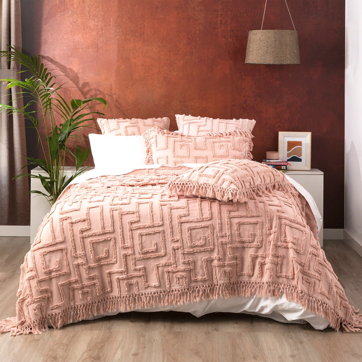 Renee Taylor Riley Vintage Washed Tufted Cotton Coverlet Set - Blush (OEKO-TEX Certified Bedspread)