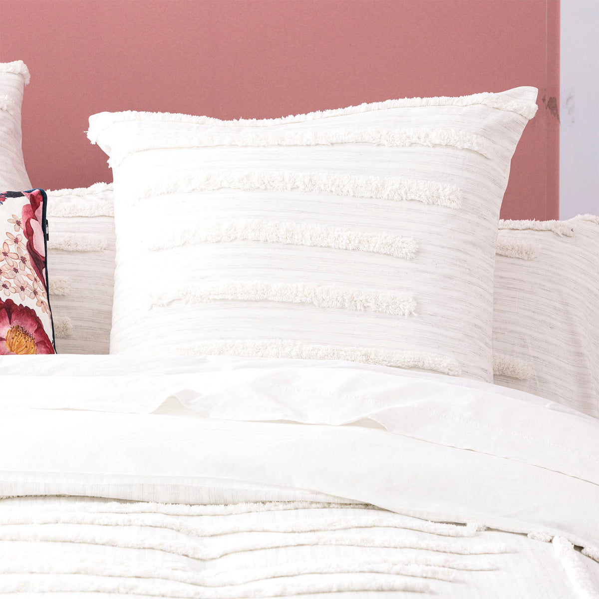 Renee Taylor Classic Vintage Washed Tufted Cotton Quilt Cover Set - White (OEKO-TEX Certified)