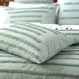 Renee Taylor Classic Vintage Washed Tufted Cotton Quilt Cover Set - Sage (OEKO-TEX Certified)