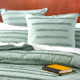 Renee Taylor Classic Vintage Washed Tufted Cotton Quilt Cover Set - Sage (OEKO-TEX Certified)