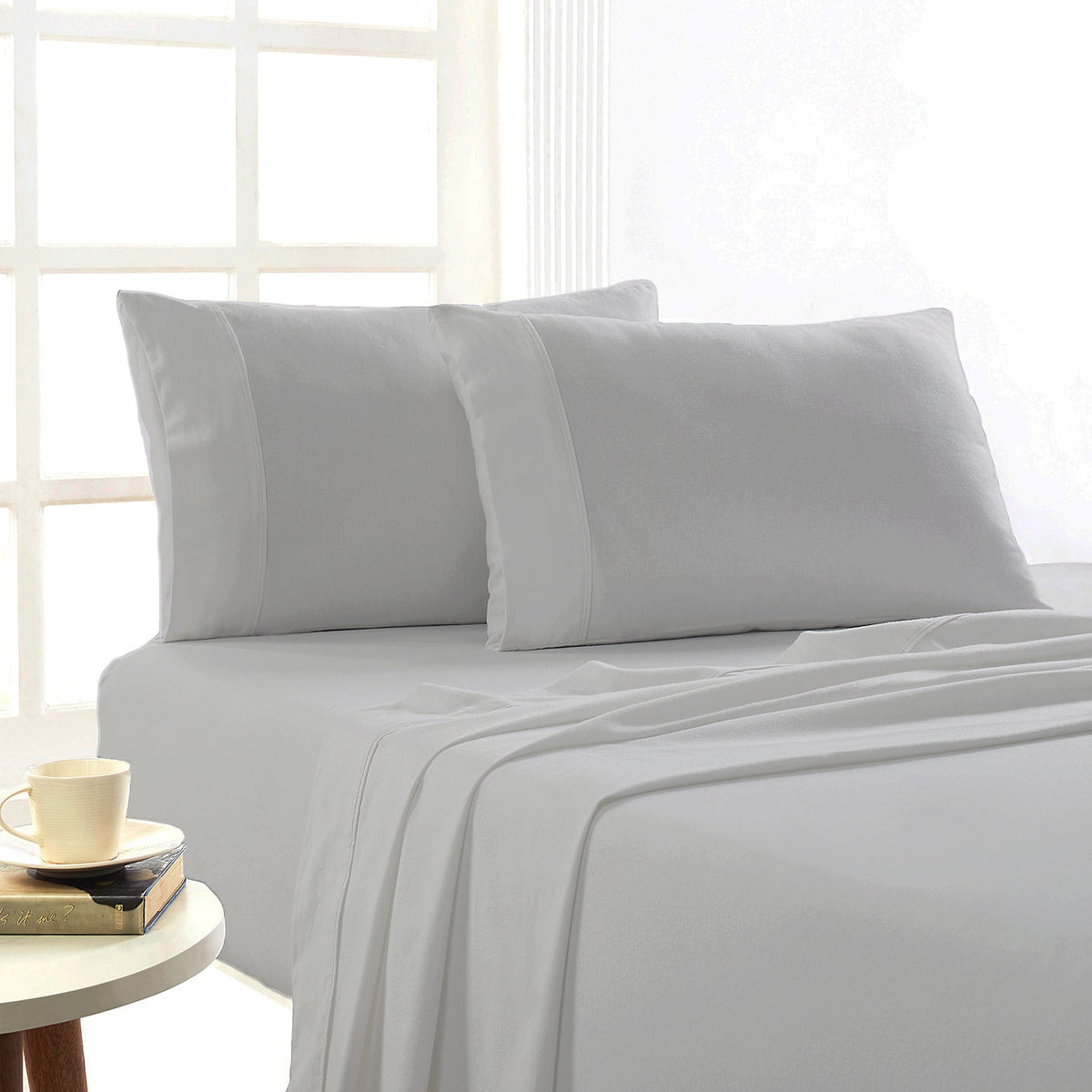 Park Avenue 175 GSM Egyptian Cotton Flannelette Bed Sheet Set - Ash