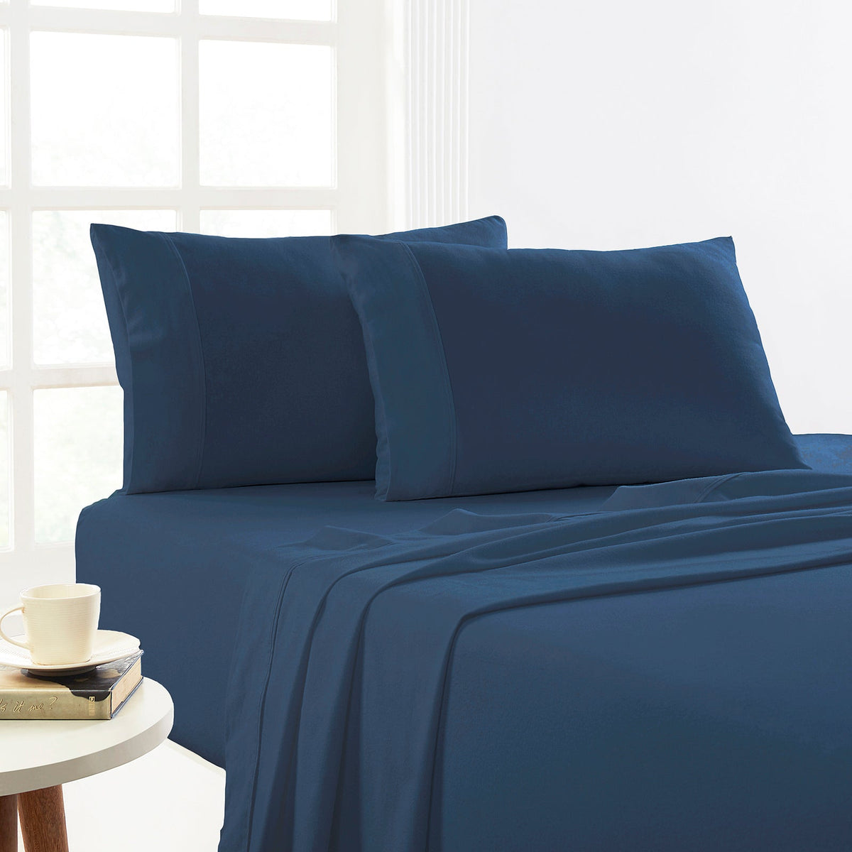 Park Avenue 175 GSM Egyptian Cotton Flannelette Bed Sheet Set - Ink