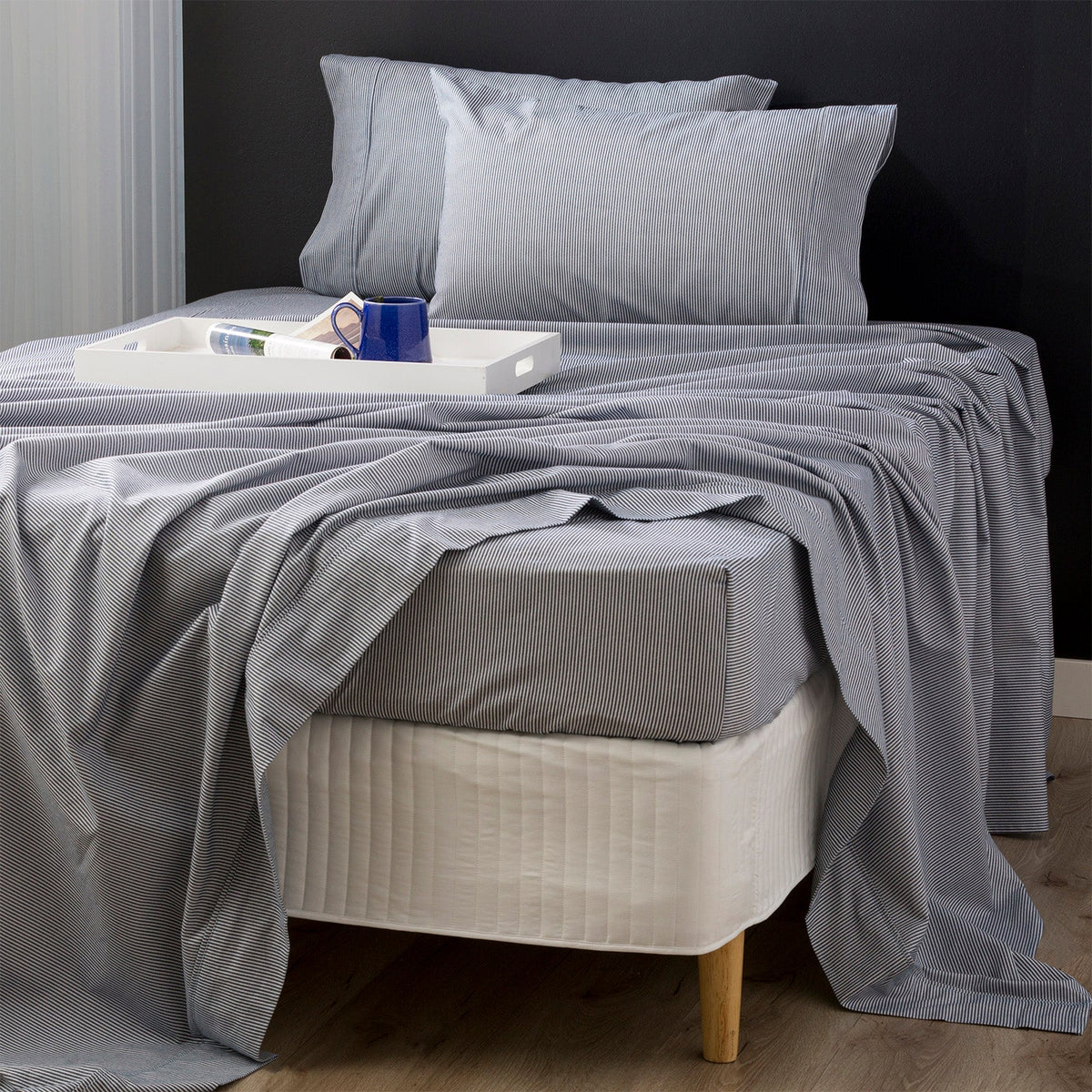 Park Avenue 175 GSM Egyptian Cotton Flannelette Bed Sheet Set - Striped
