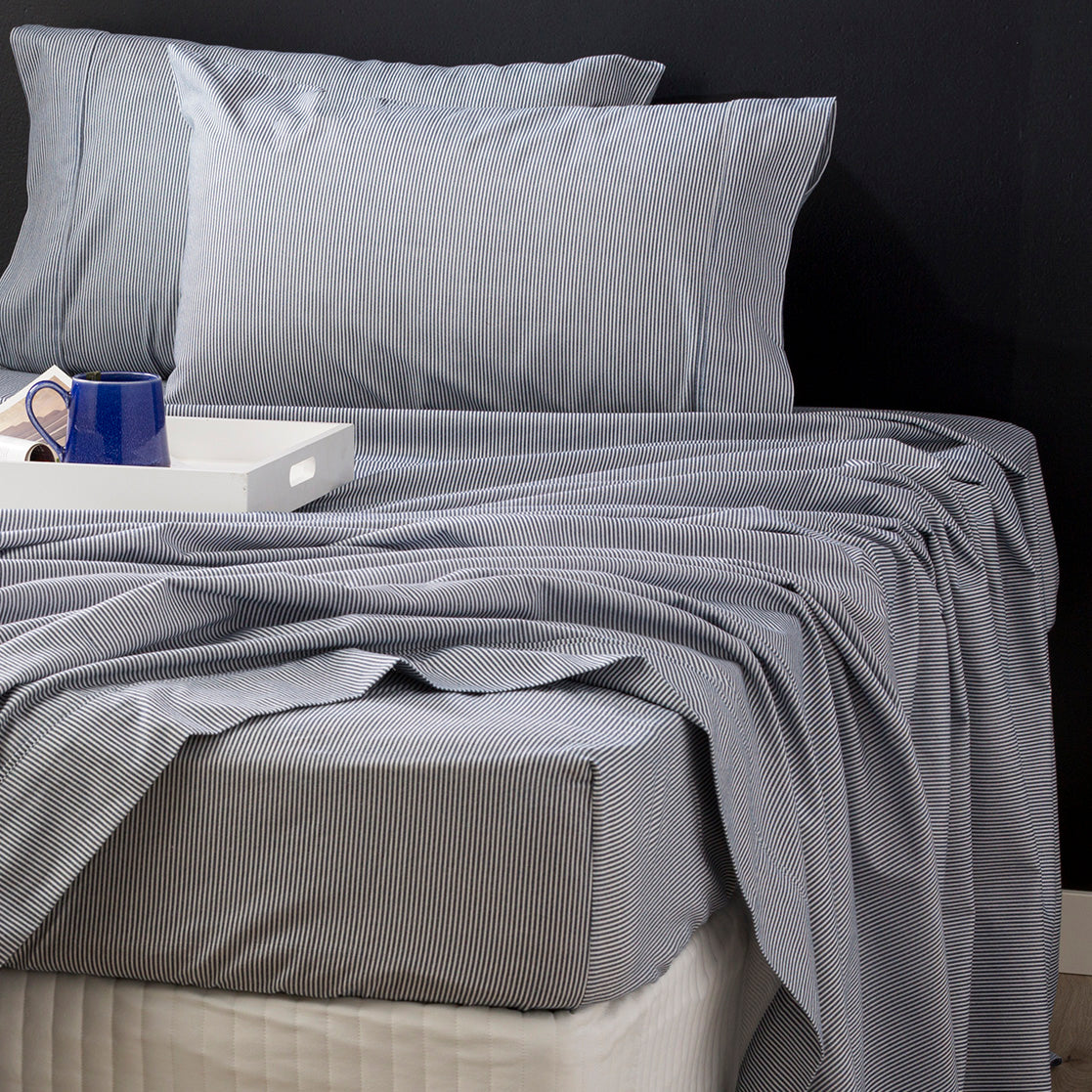 Park Avenue 175 GSM Egyptian Cotton Flannelette Bed Sheet Set - Striped