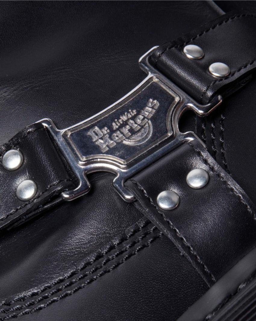Dr. Martens Anistone Hi Rigger Leather Boots Shoes in Black Wanama 