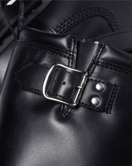 Dr. Martens Anistone Hi Rigger Leather Boots Shoes in Black Wanama 