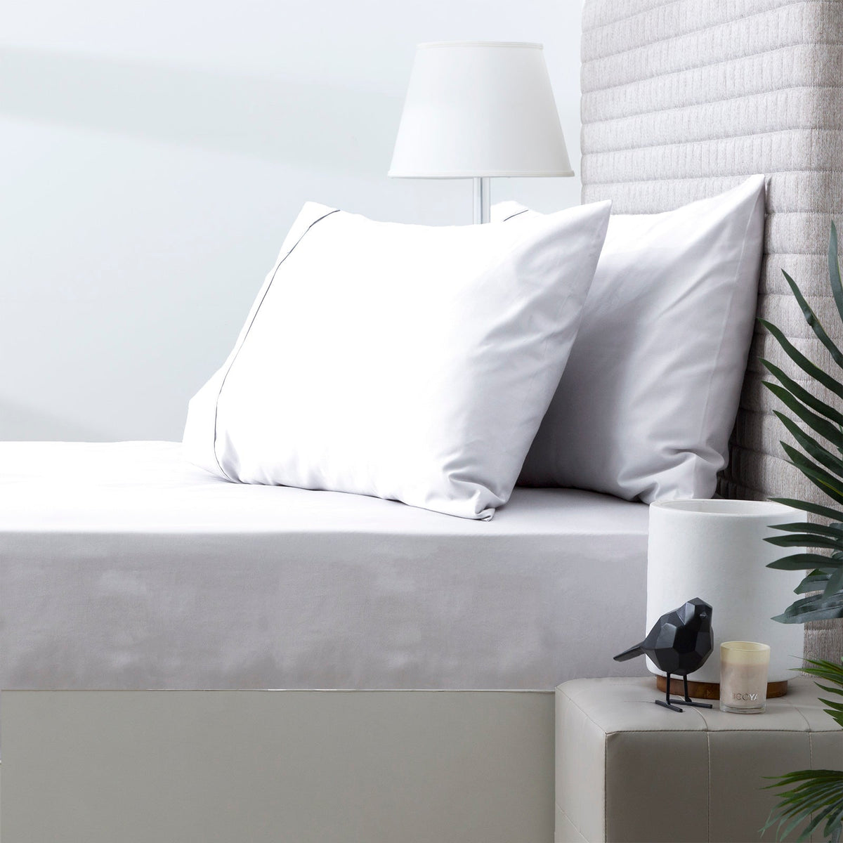 Park Avenue 500TC Natural Cotton Fitted Sheet & Pillowcase Set - White