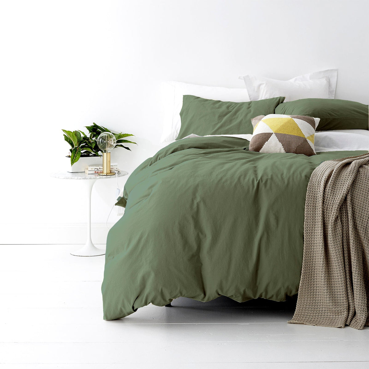 Park Avenue European Vintage Washed Cotton Kids Quilt Cover Set - Fern