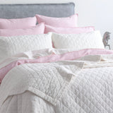 Renee Taylor Cavallo Stonewashed French Linen Quilted Coverlet Set - White (OEKO-TEX Certified Bedspread)