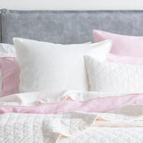 Renee Taylor Cavallo Stonewashed French Linen Quilted Coverlet Set - White (OEKO-TEX Certified Bedspread)