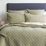 Renee Taylor Cavallo Stonewashed French Linen Quilted Coverlet Set - Jade (OEKO-TEX Certified Bedspread)