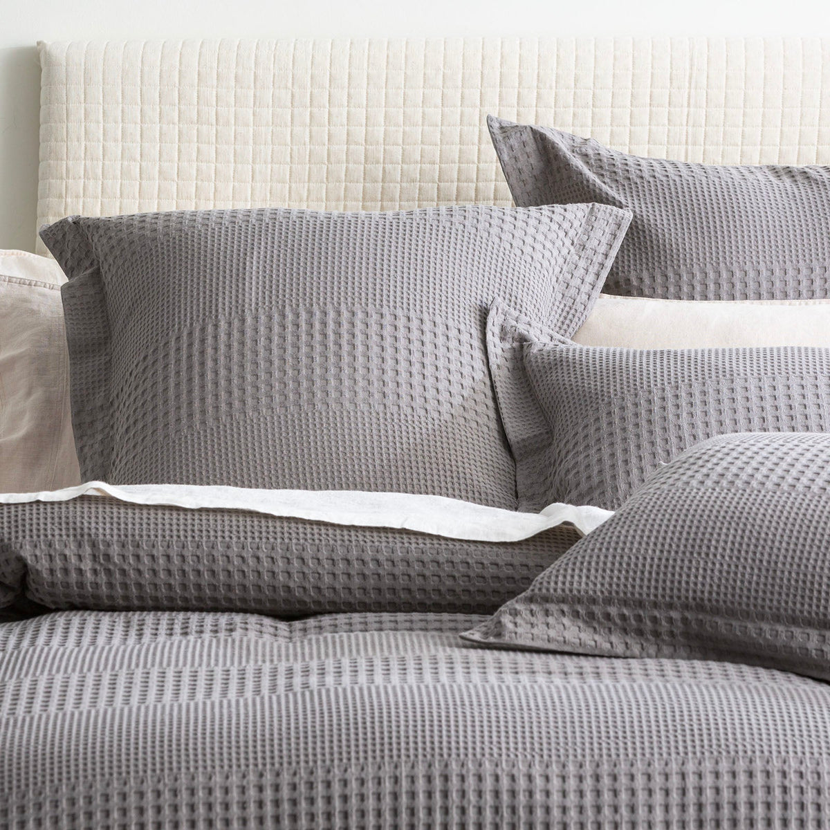 Renee Taylor Elegance Cotton Waffle Jacquard Quilt Cover Set - Fossil