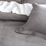 Renee Taylor Elegance Cotton Waffle Jacquard Quilt Cover Set - Fossil