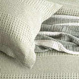 Renee Taylor Elegance Cotton Waffle Jacquard Quilt Cover Set - Moss