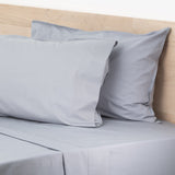 Renee Taylor Helena 300TC Stonewashed Cotton Percale Sheet Set - Dusty Blue (Vintage Wash)