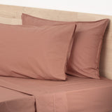 Renee Taylor Helena 300TC Stonewashed Cotton Percale Sheet Set - Redwood (Vintage Wash)