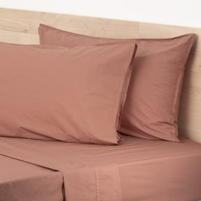 Renee Taylor Helena 300TC Stonewashed Cotton Percale Sheet Set - Redwood (Vintage Wash)