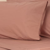 Renee Taylor Helena 300TC Stonewashed Cotton Percale Sheet Set - Redwood (Vintage Wash)