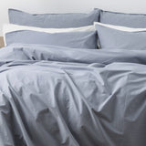 Renee Taylor Helena 300TC Stonewashed Cotton Percale Quilt Cover Set - Dusty Blue (Vintage Wash)