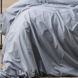 Renee Taylor Helena 300TC Stonewashed Cotton Percale Quilt Cover Set - Dusty Blue (Vintage Wash)