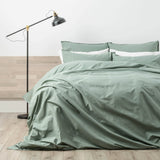 Renee Taylor Helena 300TC Stonewashed Cotton Percale Quilt Cover Set - Cactus (Vintage Wash)