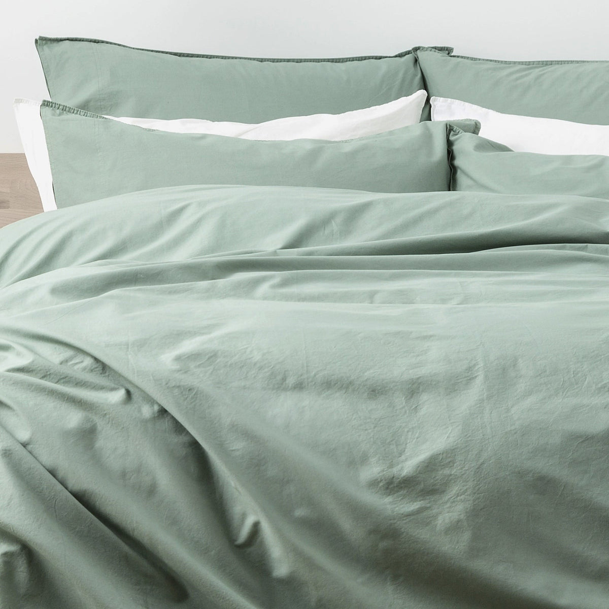 Renee Taylor Helena 300TC Stonewashed Cotton Percale Quilt Cover Set - Cactus (Vintage Wash)
