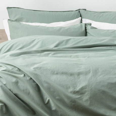 Renee Taylor Helena 300TC Stonewashed Cotton Percale Quilt Cover Set - Cactus (Vintage Wash)