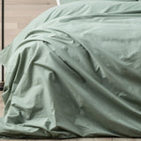 Renee Taylor Helena 300TC Stonewashed Cotton Percale Quilt Cover Set - Cactus (Vintage Wash)
