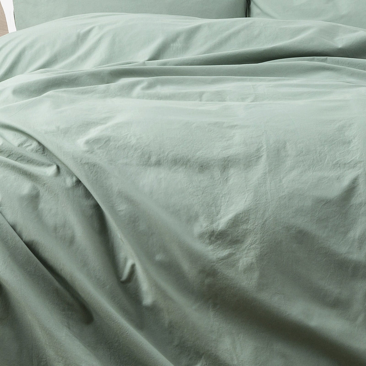 Renee Taylor Helena 300TC Stonewashed Cotton Percale Quilt Cover Set - Cactus (Vintage Wash)
