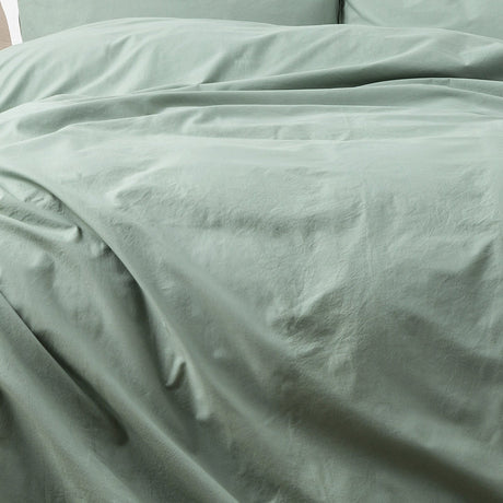 Renee Taylor Helena 300TC Stonewashed Cotton Percale Quilt Cover Set - Cactus (Vintage Wash)