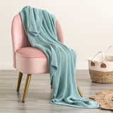 Renee Taylor Kids Moss Seed Stitch Knit Cotton Decorative Throw Blanket - French Blue (130 x 170cm)