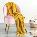Renee Taylor Moss Seed Stitch Knit Cotton Decorative Throw Blanket - Mustard (130 x 170cm)