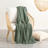 Renee Taylor Lenni Chunky Knit Cotton Decorative Throw Blanket - Forest (130 x 170cm)