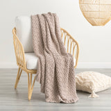 Renee Taylor Lenni Chunky Knit Cotton Decorative Throw Blanket - Camel (130 x 170cm)