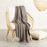 Renee Taylor Lenni Chunky Knit Cotton Decorative Throw Blanket - Charcoal (130 x 170cm)
