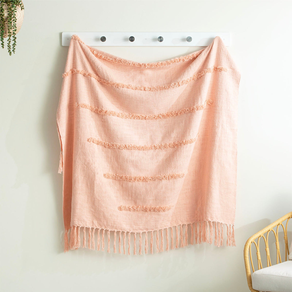 Renee Taylor Cambridge Slub Tufted Cotton Decorative Throw Blanket - Dusky (130 x 170cm)