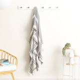 Renee Taylor Ray Striped Vintage Washed Cotton Decorative Throw Blanket - Nude (130 x 200cm)