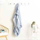 Renee Taylor Ray Striped Vintage Washed Cotton Decorative Throw Blanket - Artic (130 x 200cm)