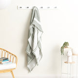 Renee Taylor Ray Striped Vintage Washed Cotton Decorative Throw Blanket - Pistachio (130 x 200cm)