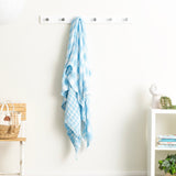 Renee Taylor Atlantic Reversible Vintage Washed Cotton Decorative Throw Blanket - French Blue (130 x 200cm)