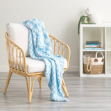 Renee Taylor Atlantic Reversible Vintage Washed Cotton Decorative Throw Blanket - French Blue (130 x 200cm)